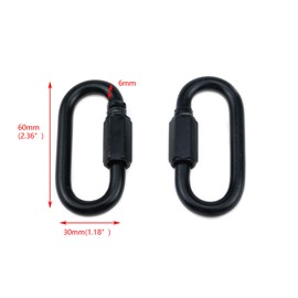 Quluxe Heavy Duty D Shape Chain Locking, M6 6MM Chain Quick Link Connector- Black (Pack of 6)