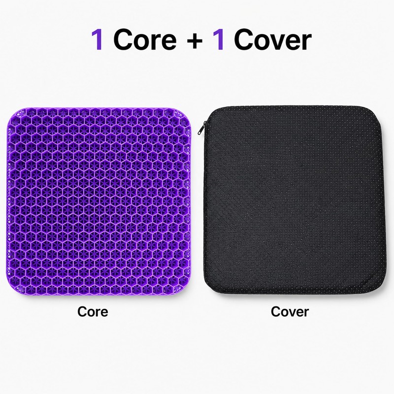 Purple Gel Honeycomb Slim 0.8 Seat Cushion for Office Chair,