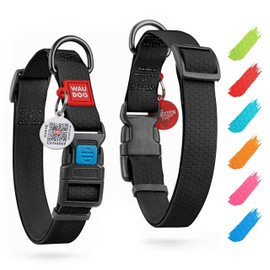 WAUDOG Dog Collar Waterproof Adjustable Dog Collar Large Dog Collar Small Dog Collars & Puppy Collar with Plastic Clasp