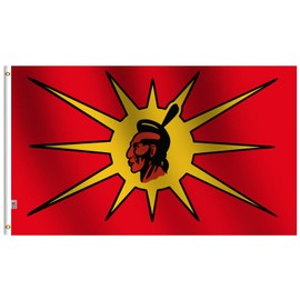Canadian Mohawk Warriors Society Flag 3X5Ft Large, Both Sides Heavy 150D Silk Fabric for Moderate-Outdoor&Indoor 3' x 5' Mohawks OKA Canada Flag