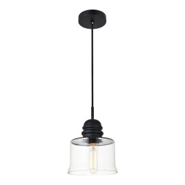 Living District Kenna 1-Light Metal Pendant in Chrome and Clear Finish