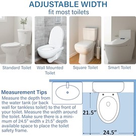 Vaunn Medical Adjustable Toilet Safety Rail for Seniors, Foldable Toilet Safety Frame for Elderly Adults, Bathroom Grab Bar Handle, Toilet Handle for Elderly & Disabled, Free-Standing (Gray)
