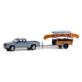 Greenlight 32250-C Hitch & Tow Series 25-1988 GMC S-15 Sierra with Canoe Trailer and Rack, Canoe and Kayak 1/64 Scale