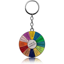 Geiomoo Colorful Wheel Pins, Creative Rotatable Spinner Enamel Brooch Keyrings Decor for Clothes Bags (Keyring B-50mm)