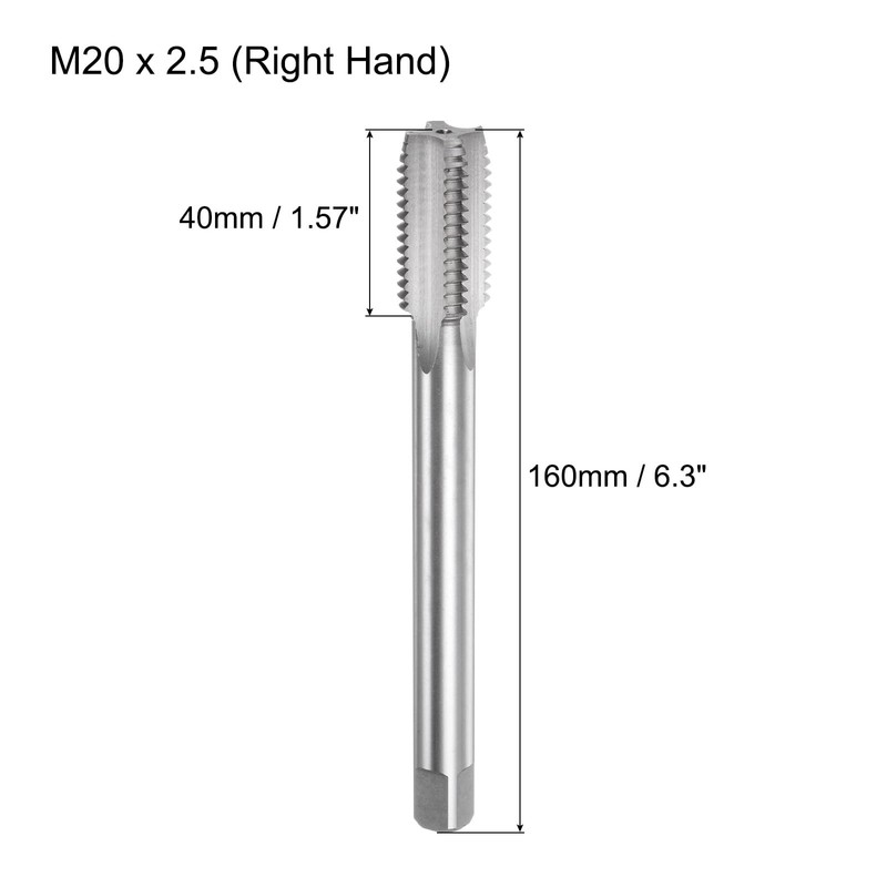 sourcing map Metric Thread Tap M20 x 2.5 H2 160mm