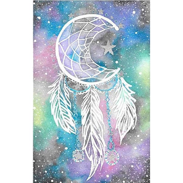 Awesocrafts Cross Stitch Stamped Kits Dreamcatcher Feathers Moon Stars Easy