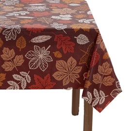 Serafina Home Autumn Thanksgiving Fall Vinyl Flannel Backed Tablecloth - Rustic Farm Vinyl Tablecloth with Flannel Backing Reusable (Fallen Leaves, 60 x 102)