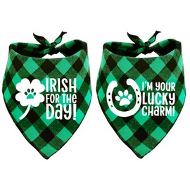 St.Patrick's Day Dog Bandana, 2 Pack Holiday Cat Irish Shamrock Lucky Bandana for Large Medium Small Puppies Pets