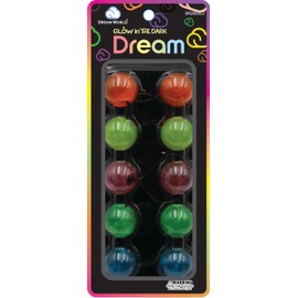 Dream World Glow In The Dark Ponytail Holder 25 MM Bead Assorted Colors #2 5 Piece Pack