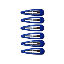 6 x 5cm Royal Blue Hair Clips Slides Bendies Sleepies Snap Clips School Hair Accessories for Women Girls by Glitz4Girlz