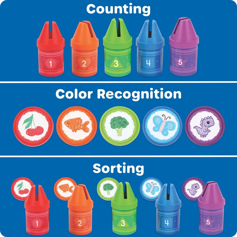 Learning Resources Counting クレヨン - 色の分類とカウント幼児の学習おもちゃ、数字のおもちゃ、モンテッソーリ、未就学児の細かい運動能力、幼児のための数学操作玩具、ホームスクールゲーム