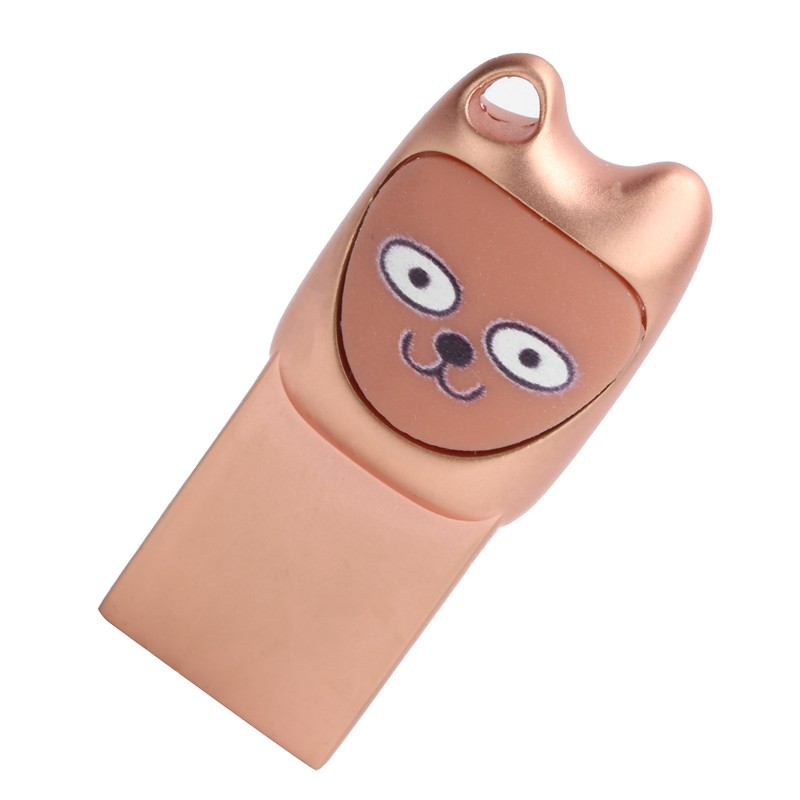 U Disk USB2.0 Memory Metal Flash Drive Cartoon 2‑in‑1 with
