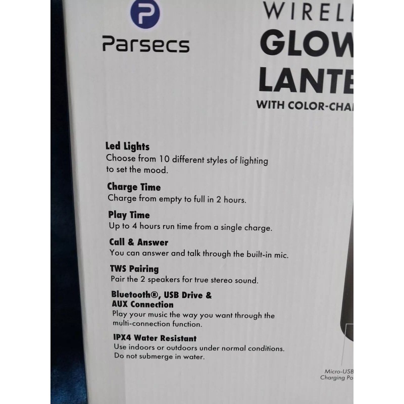 Parsecs Wireless Water Resistant LED Glow Lanterns/Bluet