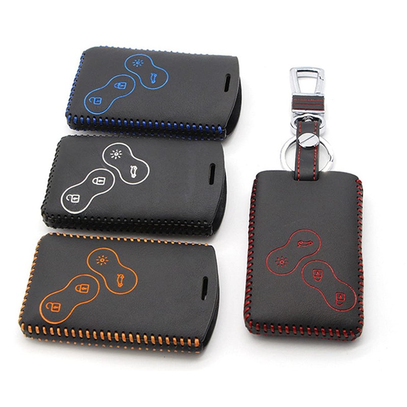 Happyit Car Genuine Leather Smart Key Cover Case for Renault