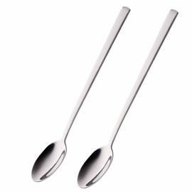 2 x Long Handled Teaspoons Spoons Latte Coffee18/10 Polished Stainless Steel Set of Tea Spoon Cutlery for Ice Cream Sundae Handle