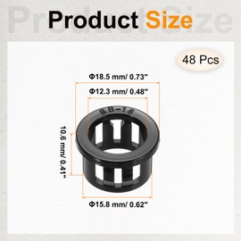 PATIKIL 48pcs Wire Grommet, 15.8mm Mounting Dia Plastic Grommets Cable Snap Bushing Cable Mounting Hose Bushing Grommet Protector Fasteners Locking Nylon for Wire Cable Hose, Black