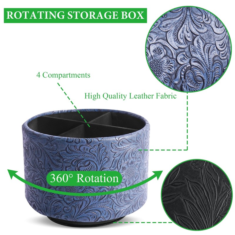 Mtzmy Round Leather Art Supply Organizer,Remote Control Holder,360 Degree Spinning,Multi-Functional