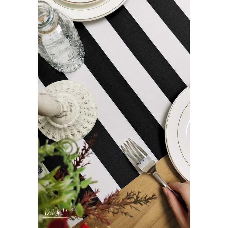 Table Runner Black and White Striped Pattern for Anniversary Runner