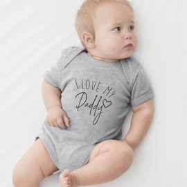 Kreleurs I Love My Daddy Baby Bodysuit Short Sleeve Newborn Outfits Baby Romper Infant One Piece, H07-grey, 0-3 Months