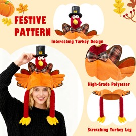 Dnicukii Funny Thanksgiving Hats for Adults, Plush Turkey Hat for Thanksgiving Night Event Dress-up Party Thanksgiving Party Favor Supplies