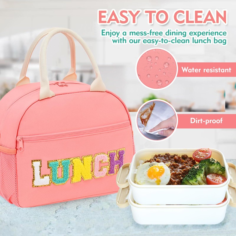 Lunch Bag for Women, Large Insulated Lunch Bag with Chenille