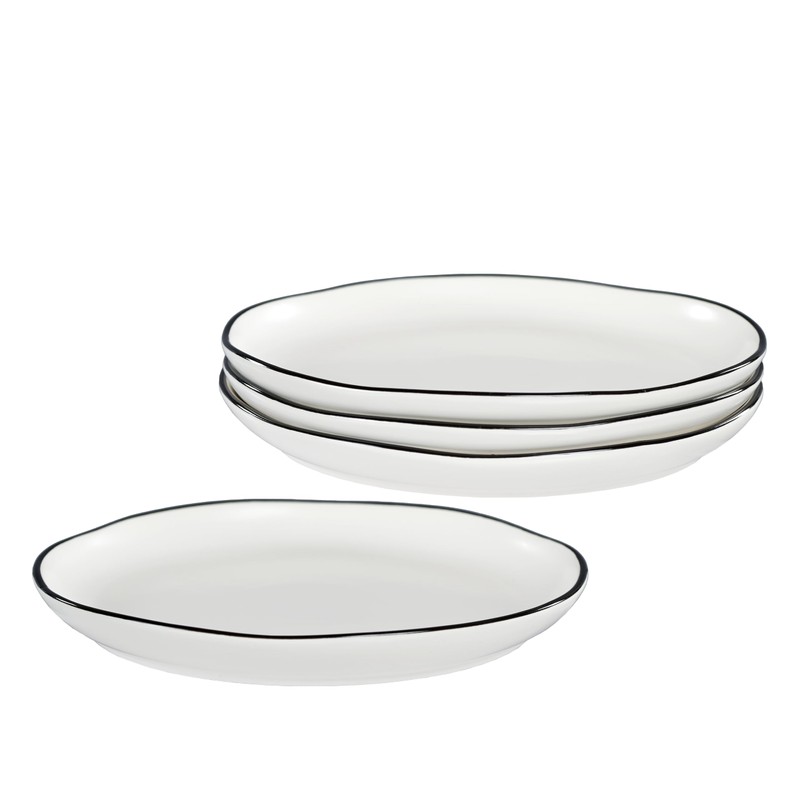 Servappetit Black Tie Dinner Plates Set of 4, 9.5" Diameter