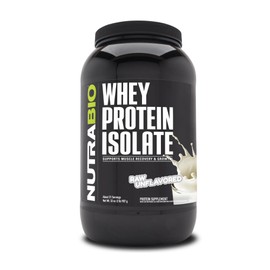 NutraBio NutraBio Whey Protein Powder Isolate Supplement C 25g of Protein Per Scoop with Complete Amino Acid Profile - Soy and Gluten Free Protein Powder - Zero Fillers and Non-GMO - Raw Unflavored - 2 Lbs.