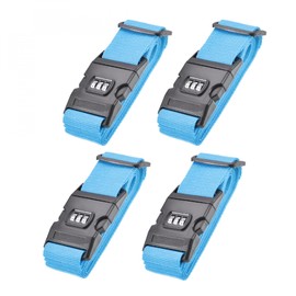 sourcing map Luggage Straps Suitcase Belts with Buckle, Combination Lock, 2Mx5cm Adjustable PP Travel Bag Packing Accessories, Sky Blue 4Pcs