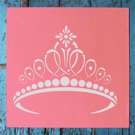 Stencil1 Tiara Stencil - Reusable Mylar Template Tiara Stencil for Painting Great for Birthday Parties & Decorations - Stencil for Crafts and Decorations (5.75” x 6”)