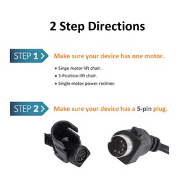 Hommoat 2 Button 5 Pin Hand Remote Control for Power Lift Chair & Power Recliner, Replacement Remote Handset with 2 Lighted Buttons CD001 (Black)