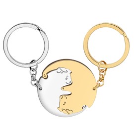 DALANE Valentines Stainless Steel Cute Couples Pig Keychain Farm Animals Jewelry Pig Gifts for Women Girls Handbag Key Chain (18K Gold Plated+Silver Plated A)