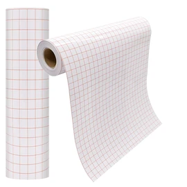 YRYM HT Application Sheet, Transfer Sheet, Transparent Film, Suitable for Cutting Sheets, Red Grid Double-Sided Design, 11.8 x 35.4 inches (30 x 900 cm) Roll