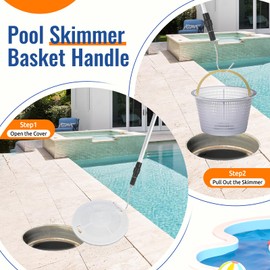 HOICATED Pool Skimmer Hook Skimmer Basket Handle 39.8 Inch Pool Skimmer Lid and Basket Lift Tool for Pool Skimmer Basket with Handle