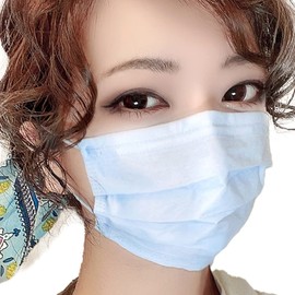 Anshiya Light Blue Mask, 3-Layer Non-woven Mask, Stylish Mask, Light Blue, Unisex, Individually Packaged, Pack of 5