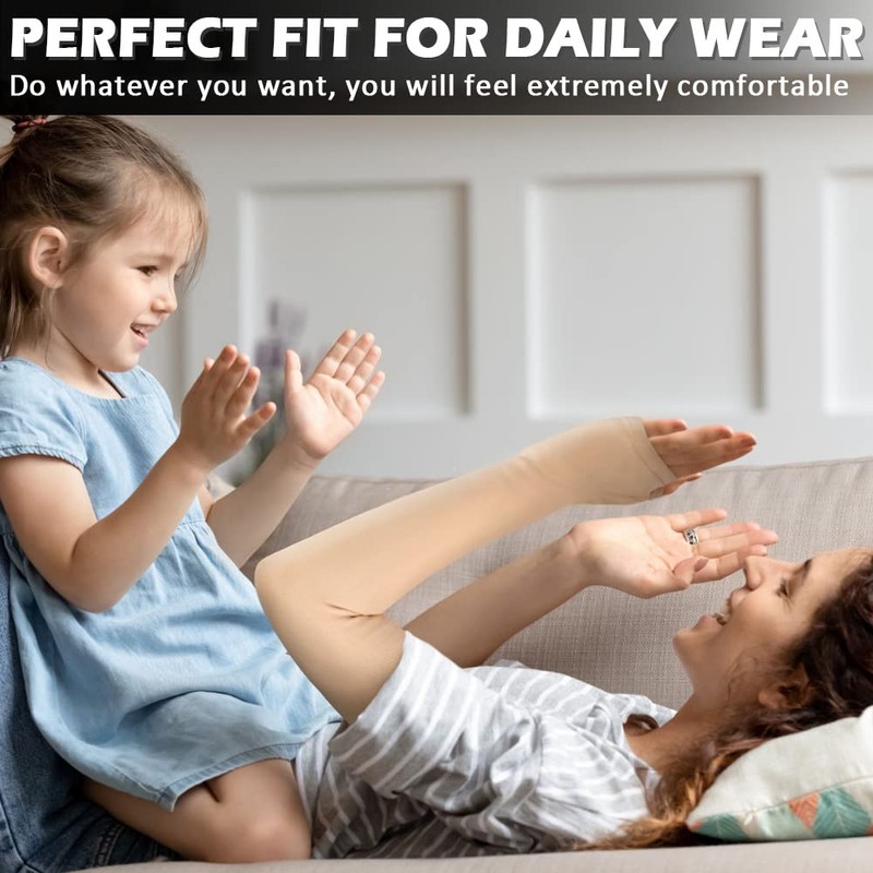 Ailaka Lymphedema Compression Arm Sleeve（Single） with Gauntlet for Men Women,