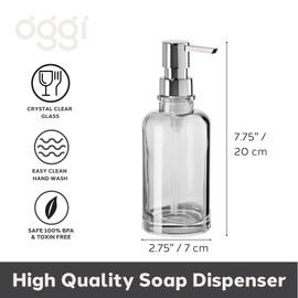 Oggi 12oz Round Glass Lotion and Soap Dispenser for Kitchen or Bath-Smoke