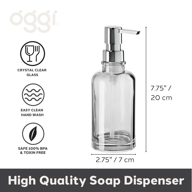 Oggi 12oz Round Glass Lotion and Soap Dispenser for Kitchen