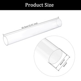 TA-VIGOR Acrylic Pipe Clear Rigid Round Tube 46mm ID 50mm OD 305mm for Lamps and Lanterns, Water Cooling System