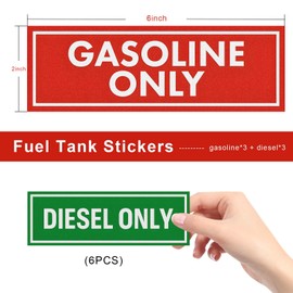 6PCS Gasoline Only & Diesel Only Stickers, Weatherproof Adhesive Gas Diesel Sign Vinyl Decal, Waterproof Fuel Identification Labels for Trucks Tractors Fuel Tank Gas Caps