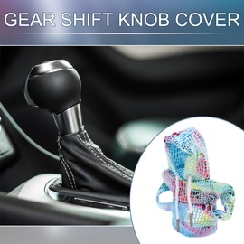 A ABSOPRO Universal Shift Knob Cover Reflective Pattern Gearstick Hoodie Shifter Lever Knob Hoodie for Car RV Truck SUV Fabric Blue