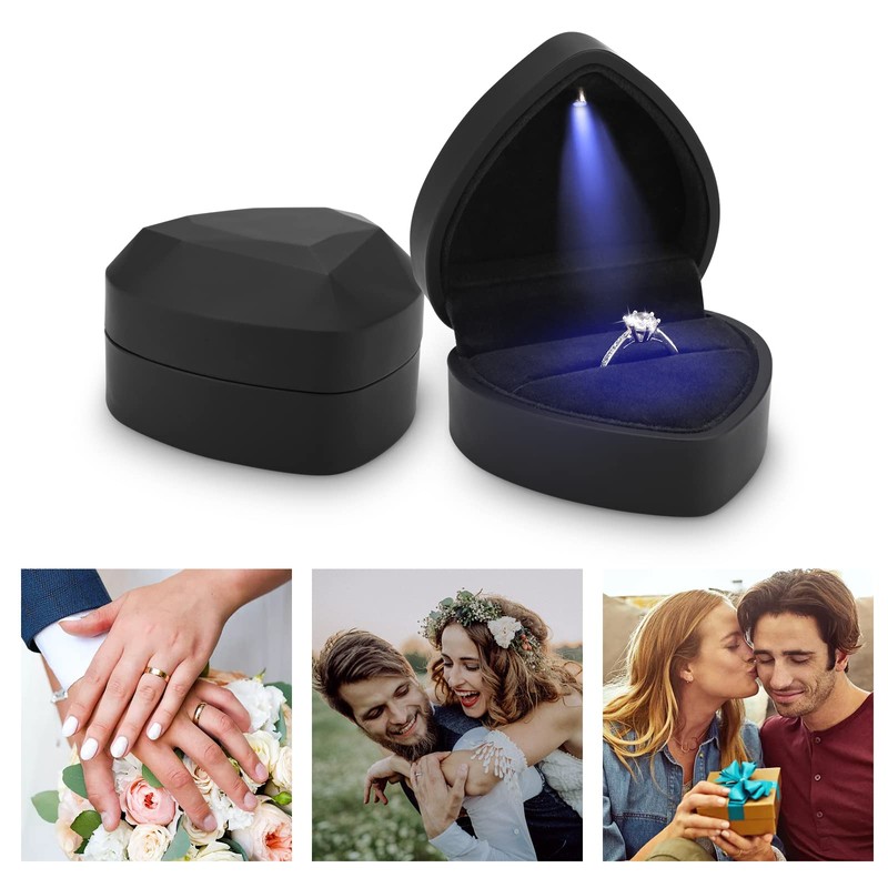 Hileyu Ring Box With Led Light Jewellery Gift Box Engagement