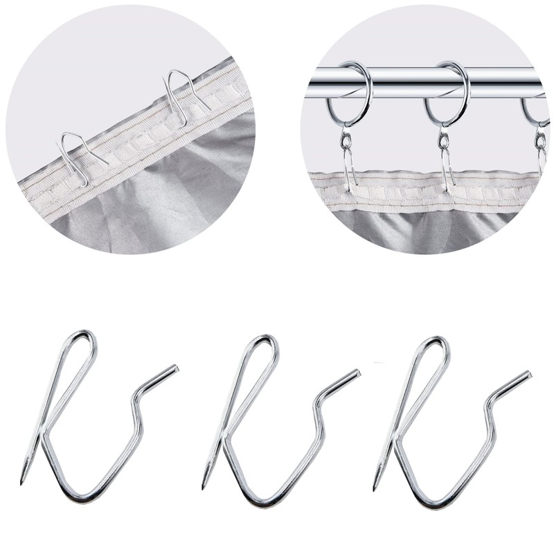 Metal Curtain Hooks, Nydotd Rustproof Steel Plated Zinc Hooks Heavy-Duty