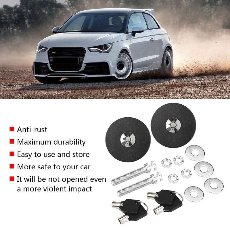Hood Lock Car Universal Bonnet Cover Lock Key Pin Kit