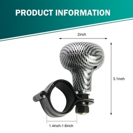 Shakas Steering Wheel Power Ball, Adjustable One-hand Operation Effort-saving Steering Wheel Booster, Carbon Fiber Trim Screw-fix Suicide Knob, for Most Cars Trucks Tractors Forklifts (Black)