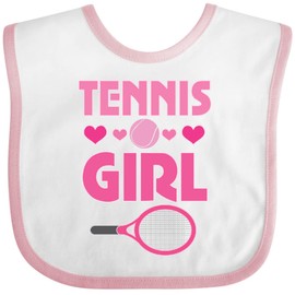 inktastic Tennis Girl Cute Racket and Ball Baby Bib White and Pink 40ef7