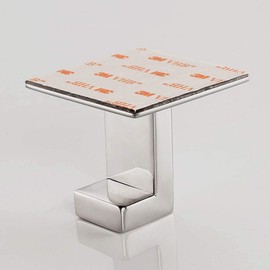 Melairy 4PC Self Adhesive 304 Stainless Steel Bathroom Square Towel Hook Chrome Finish Coat hat Door Hook Hanger Bathroom Accessories,No Screw Need (Chrome, 4PC)