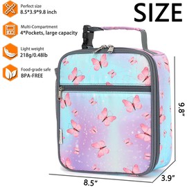GYEUKHAM Lunch Box for Kids Boys Girls Men Women, Insulated Small Soft Cooler Lunch Bag Kit for School Work Picnic Travel - Reusable Portable lunchbox,Butterfly
