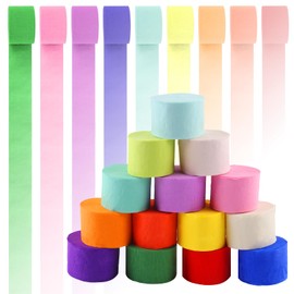 XIAQICA 14 Rolls Crepe Paper Crepe Tapes 4.5 cm x 25 m Crepe Paper 14 Colours Crepe Tape Colourful Crepe Paper Tissue Paper Streamer for Wedding DIY Easter Birthday Party Decoration Crafts