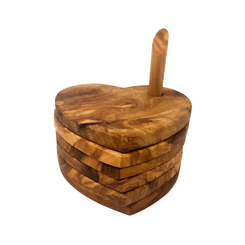 Verano Spanish Ceramics Olive Wood Handmade 5 Heart Shaped Drinking