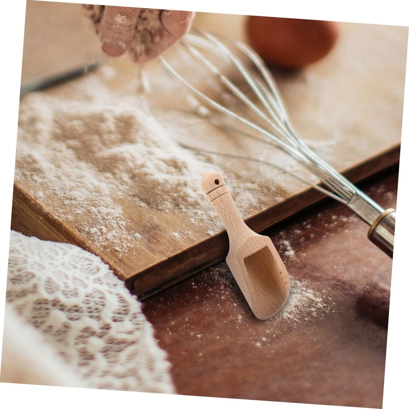 SHOWERORO 4pcs Wooden Condiment Spoon for Maldon Salt Rock Salt